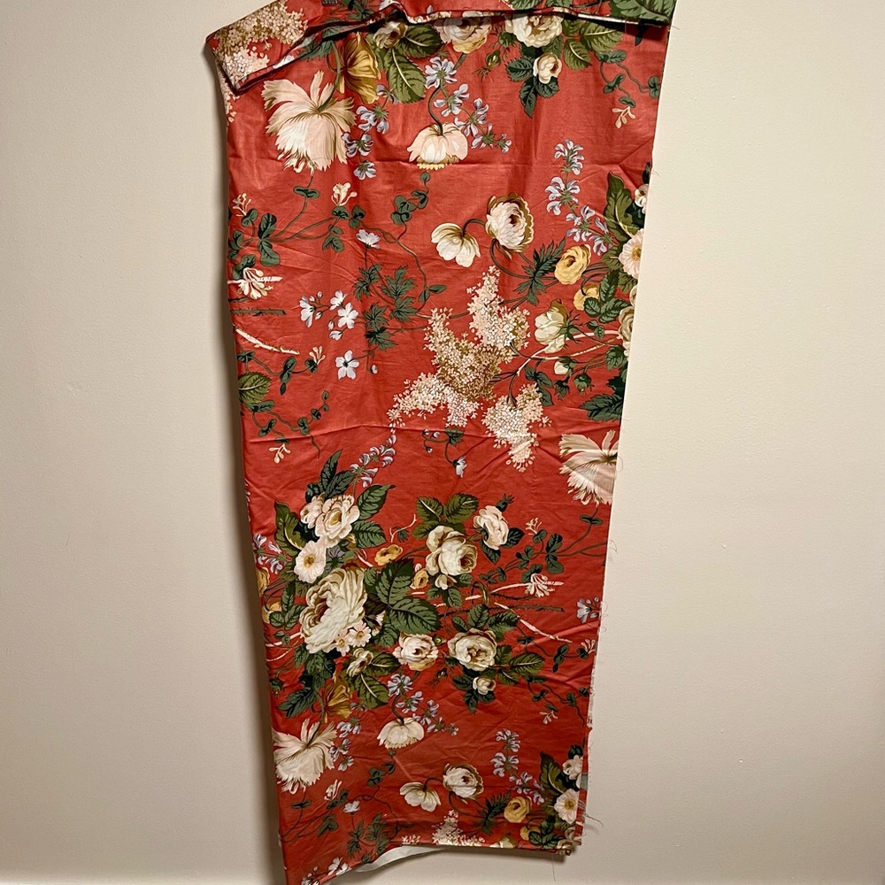VTG Floral Designer Brunschwig & Fils Fabric in Coral Pink and Green 12 yards - Picture 5 of 14